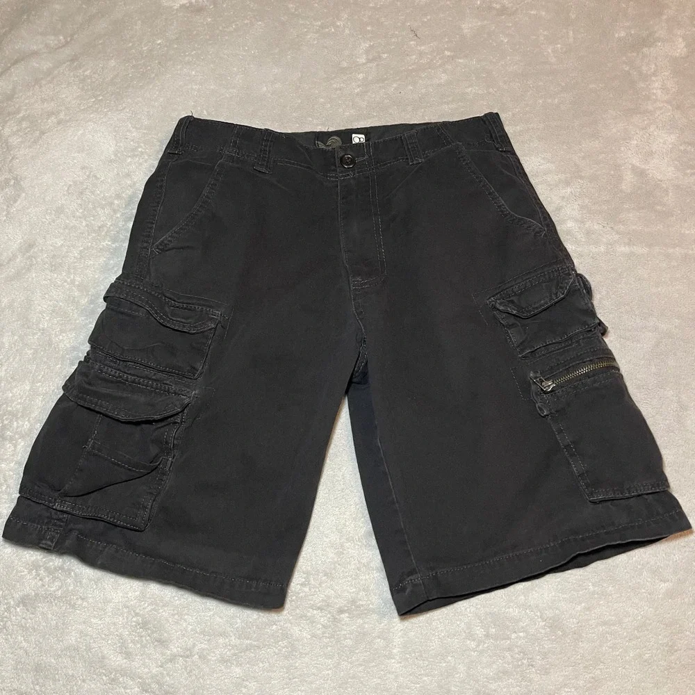 Ocean Pacific OP Shorts Men 32 Black Cargo Cotton Multi-Pocket Skate Utility Y2K